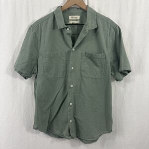 Madewell Crinkle Cotton Easy Short Sleeve Shirt Frosted Willow Green Mens Size M